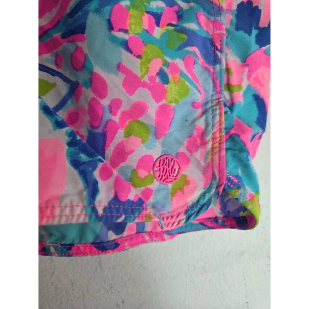 Lilly Pulitzer Pink Blue Pasley Drawstring 4" Inseam Active Shorts size X-Small - Picture 3 of 6